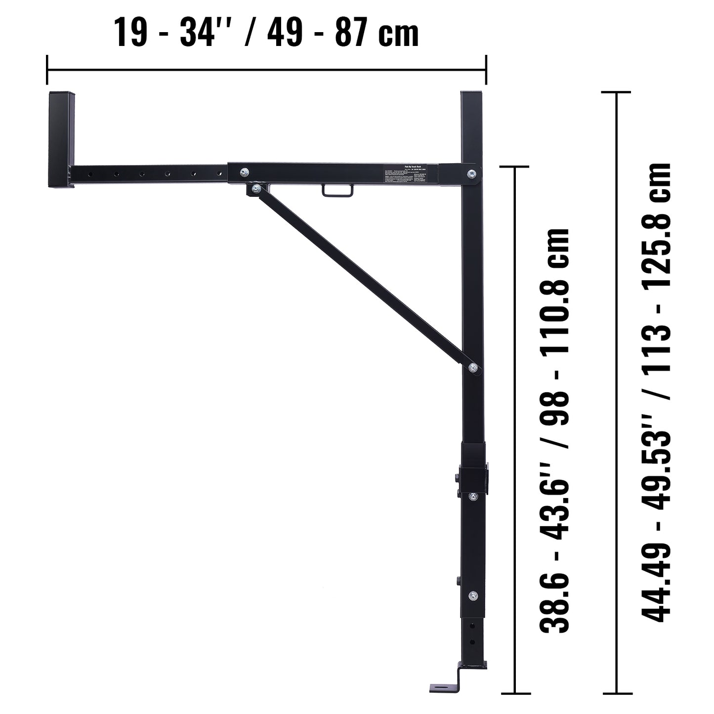 Truck Rack, 19-34inch Extendable Truck Ladder Rack, 38.6"-43.6" Adjustable Height, 250 lbs Capacity Steel Ladder Rack for Truck, Heavy Duty Truck Bed Rack for Kayak, Surfboard, Lumber, Ladder image 11