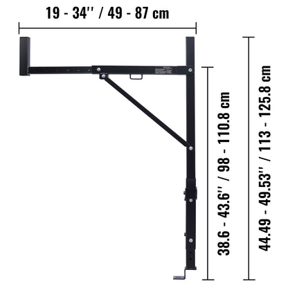 Truck Rack, 19-34inch Extendable Truck Ladder Rack, 38.6"-43.6" Adjustable Height, 250 lbs Capacity Steel Ladder Rack for Truck, Heavy Duty Truck Bed Rack for Kayak, Surfboard, Lumber, Ladder image 11