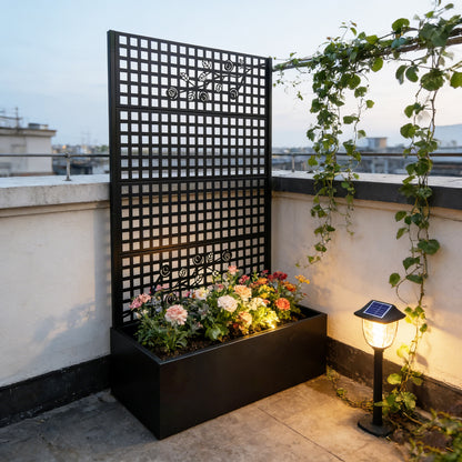 Metal Planter Box with Trellis 70.9in H x 43.3in W x 15.8in D - Outdoor Raised Garden Bed with Privacy Screen Lattice Panels for Patio Decoration for Backyard Patio Balcony, Rose Black image 5