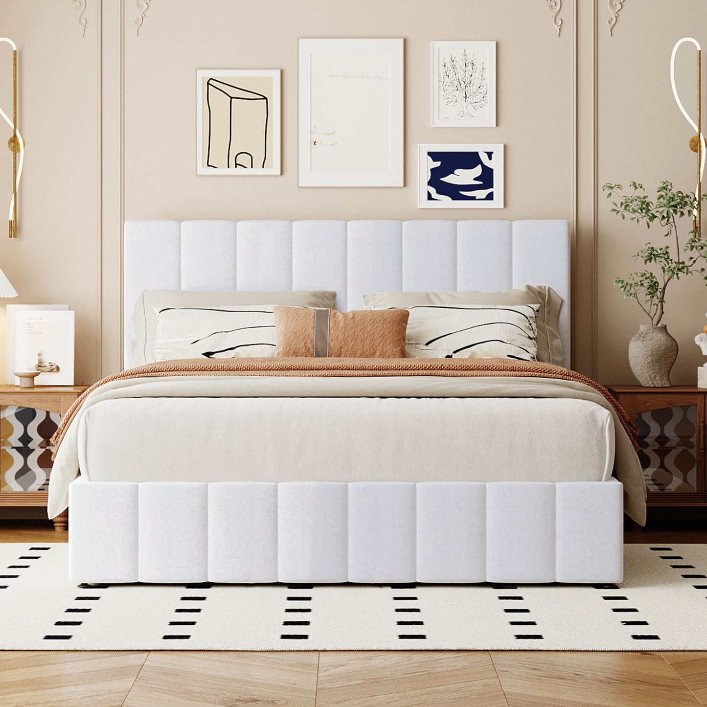 Queen size Upholstered Platform bed with a Hydraulic Storage System - White(OLD SKU: LP000211AAK) image 3