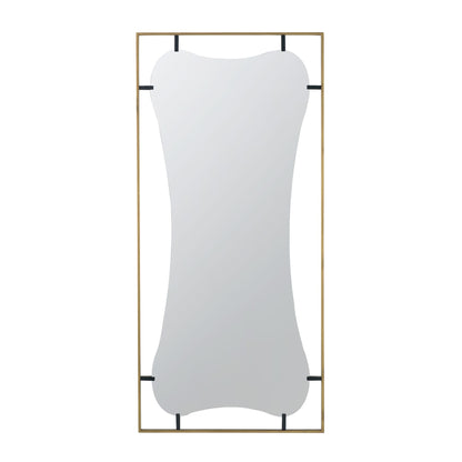 28x1.5x60" Poppy Mirror with Gold Metal Frame Contemporary Design Wall Decor for Bathroom, Entryway image 4
