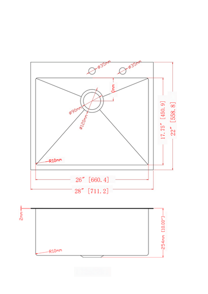 28x22x10 inch Kitchen Sink Drop In 16 Gauge Stainless Steel 28" Single Bowl Topmount Kitchen Sink Basin image 8