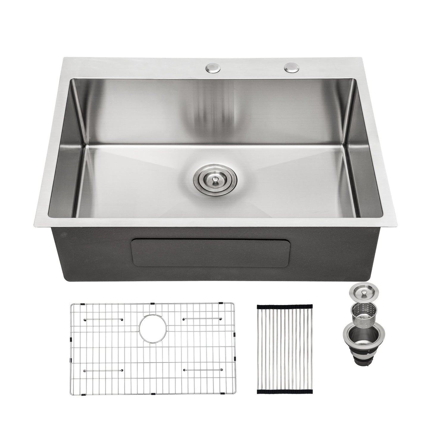28x22x10 inch Kitchen Sink Drop In 16 Gauge Stainless Steel 28" Single Bowl Topmount Kitchen Sink Basin image 2