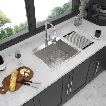 28x22x10 inch Kitchen Sink Drop In 16 Gauge Stainless Steel 28" Single Bowl Topmount Kitchen Sink Basin image 1