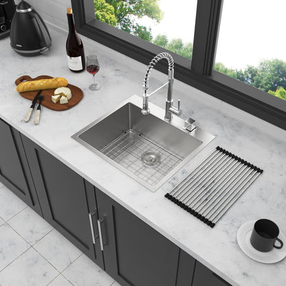 28x22x10 inch Kitchen Sink Drop In 16 Gauge Stainless Steel 28" Single Bowl Topmount Kitchen Sink Basin image 3