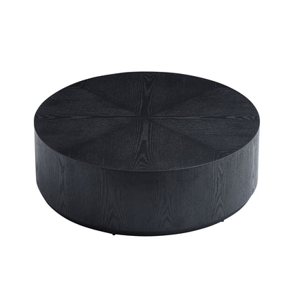 35.43 Inch Modern Round Coffee Table MDF Coffee Table for Living Room,Drum Center Table for Apartment,No Need Assembly,Black W2582P188323 image 3