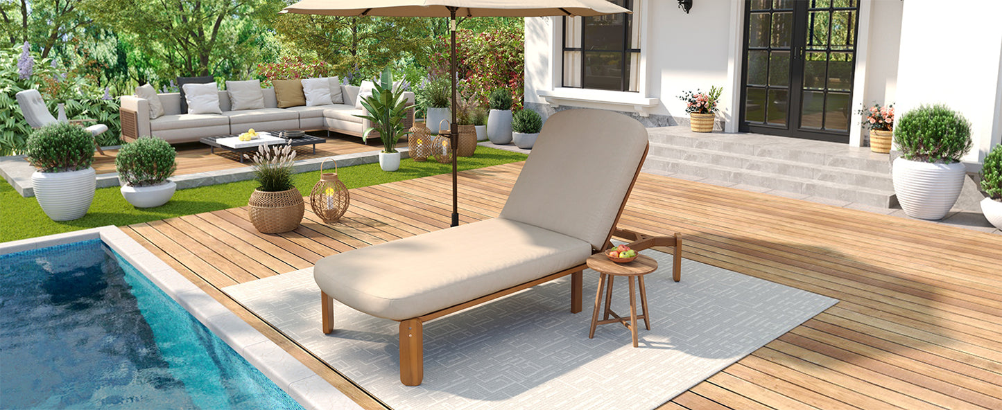 Outdoor Chaise Lounge Adjustable Patio Chaise Outdoor Reclining Chair Pool Lounge Chair with Adjustable Backrest for Patio, Poolside or Beach, Brown image 6