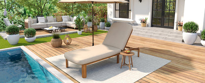 Outdoor Chaise Lounge Adjustable Patio Chaise Outdoor Reclining Chair Pool Lounge Chair with Adjustable Backrest for Patio, Poolside or Beach, Brown image 6