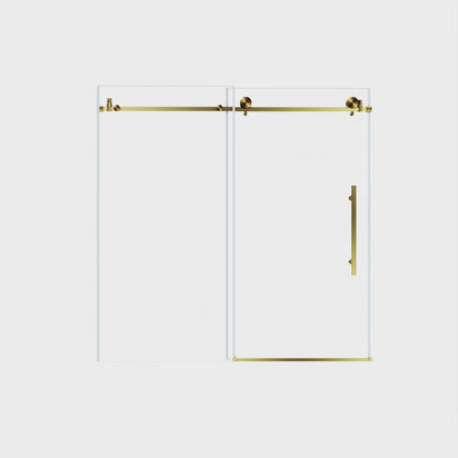 Frameless shower door 56-60 "W x 60" H, 1/4 "(6 mm) Clear Tempered Glass, Explosion Proof Film, Stainless Steel Handle,Brushed Gold image 9