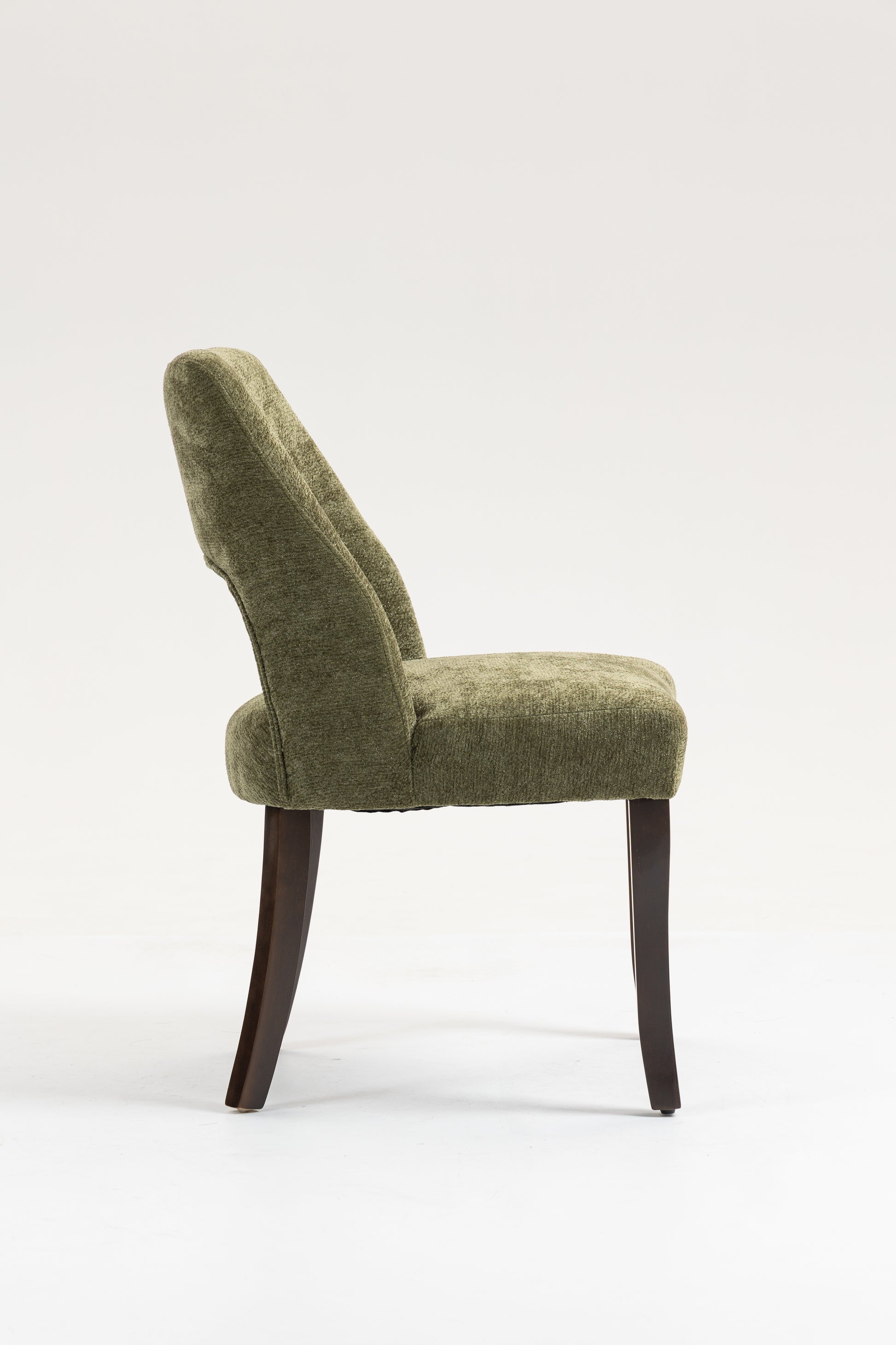 Dining Chair Set of 2,Upholstered Chenille Fabric Dining Chair Curved Solid Wood Legs, Elegant Tufted Club Dining Room Kitchen Room Dining Chair,Green image 10