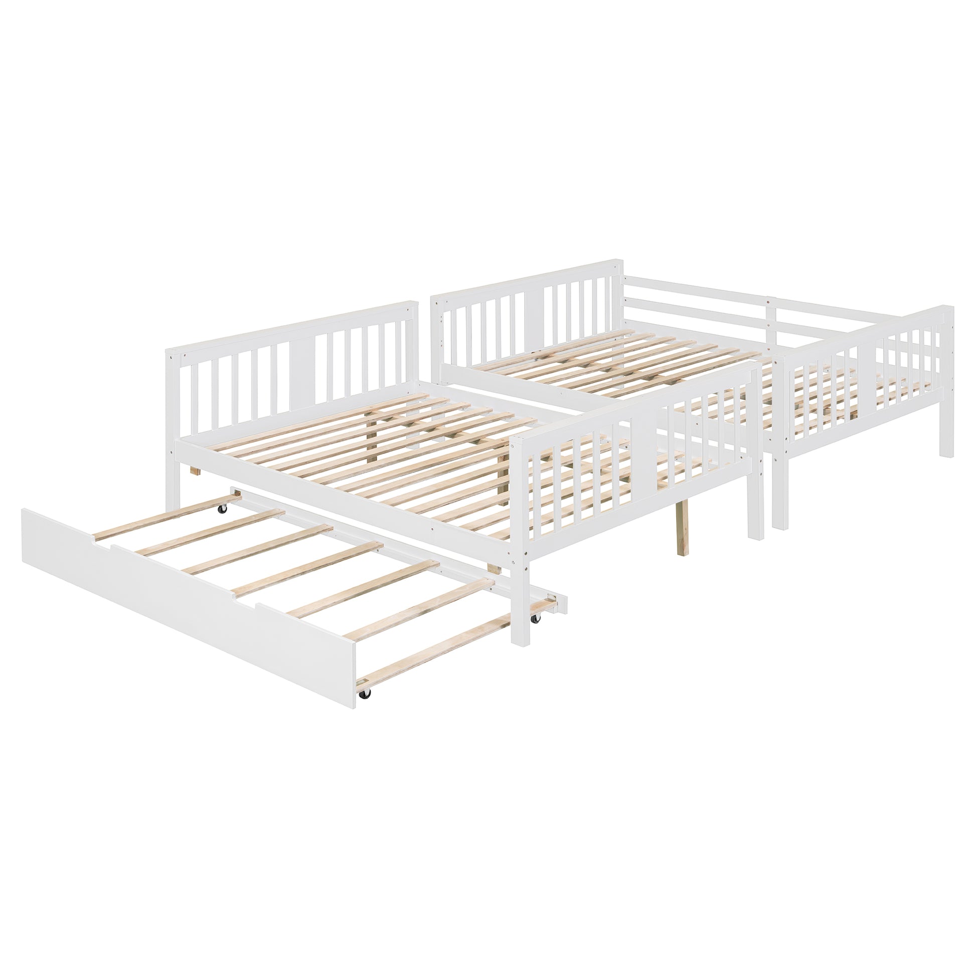 Full over Full Bunk Bed with Twin Size Trundle and Ladder-White(Old SKU: LT000204AAK) image 12