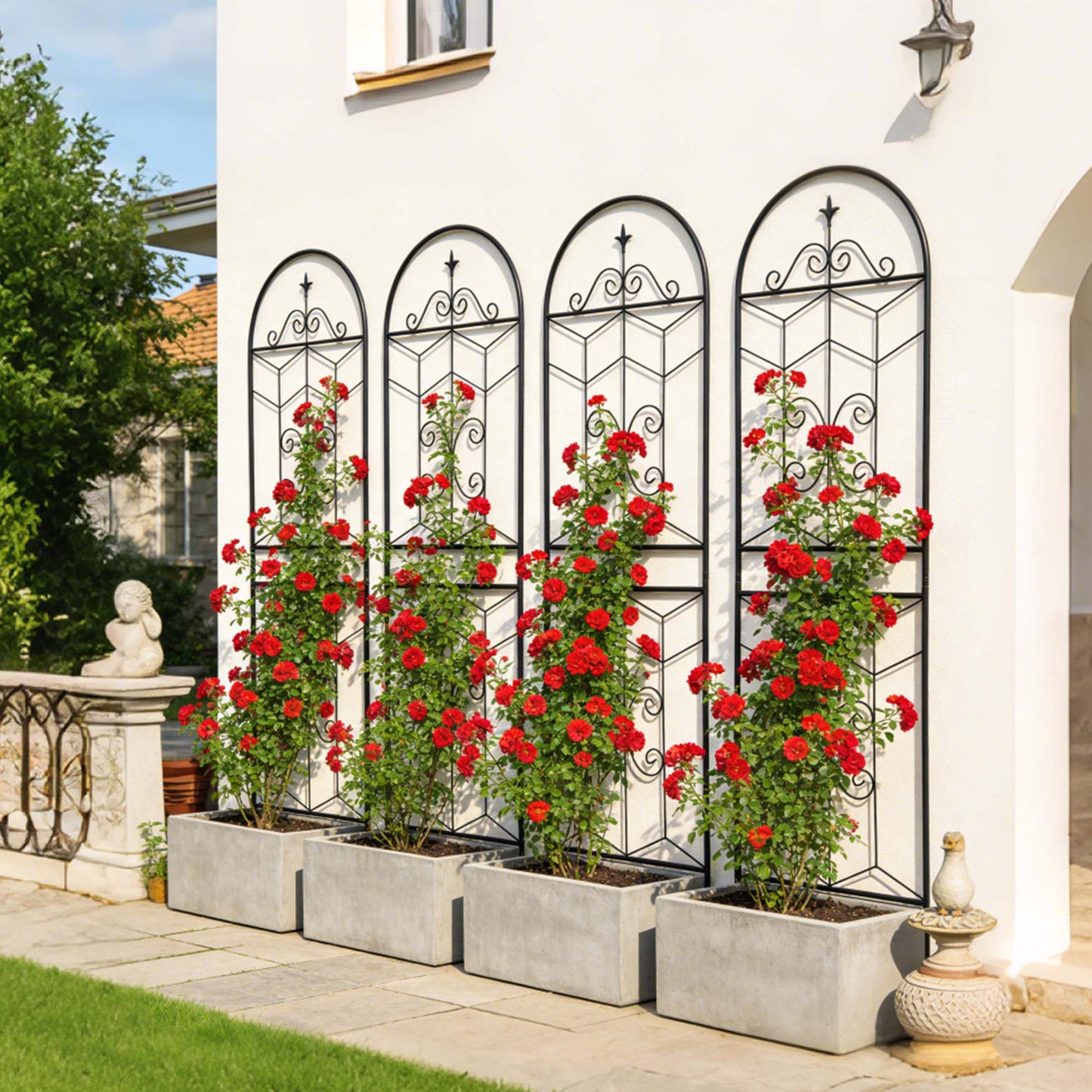 4 Pack Metal Garden Trellis 71" x 19.7" Rustproof Trellis for Climbing Plants Outdoor Flower Support Black image 1