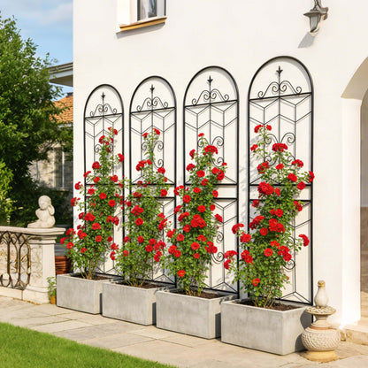 4 Pack Metal Garden Trellis 71" x 19.7" Rustproof Trellis for Climbing Plants Outdoor Flower Support Black image 1