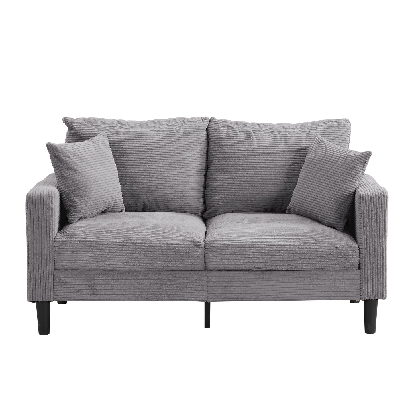 57 " High Resilience Loveseat Sofa, Wooden Frame 2 Seat Sofa, Comfy, Small Space Saving Modern Upholstered Sofa, Living Room Bedroom Apartment Small Space, Light gray image 4