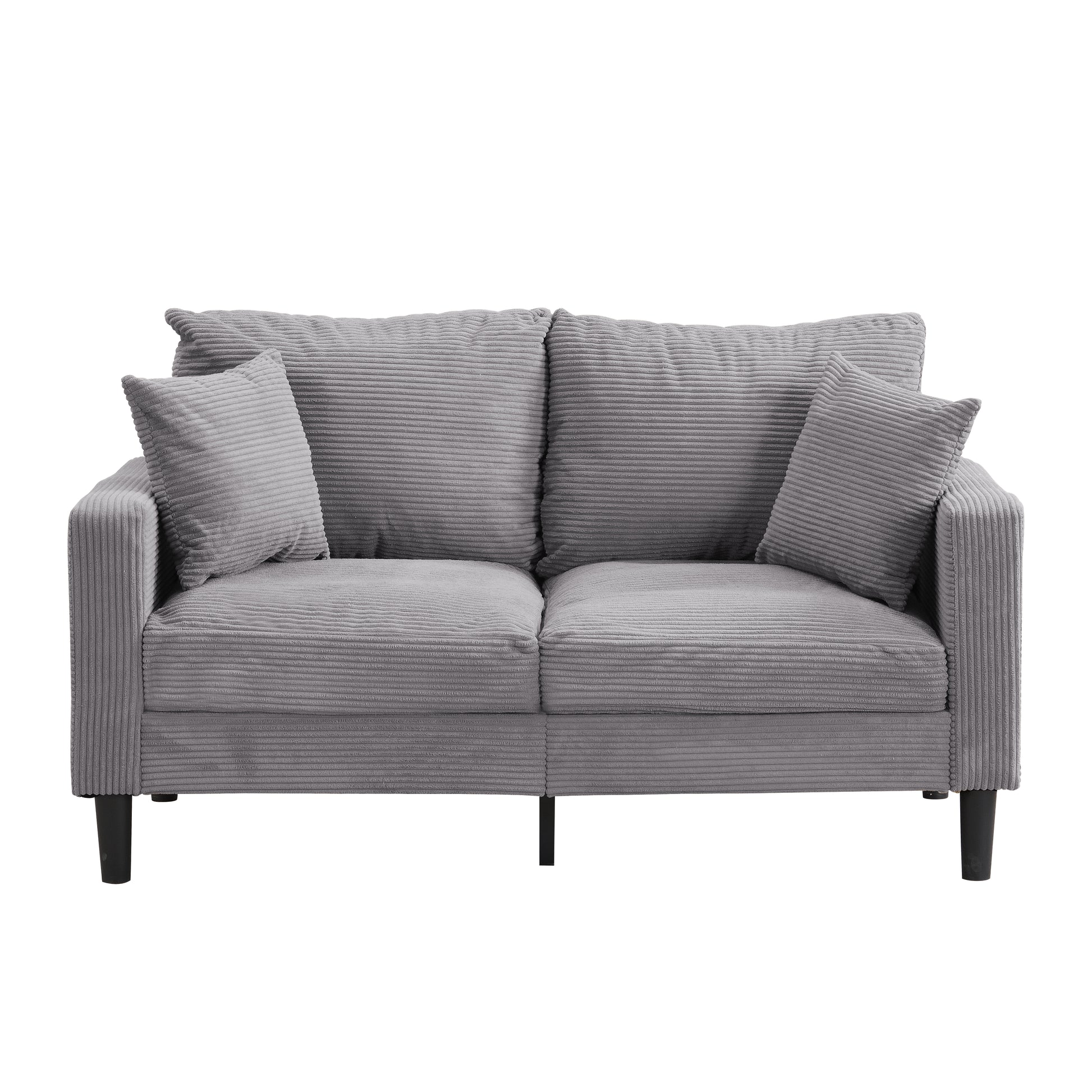 57 " High Resilience Loveseat Sofa, Wooden Frame 2 Seat Sofa, Comfy, Small Space Saving Modern Upholstered Sofa, Living Room Bedroom Apartment Small Space, Light gray image 4