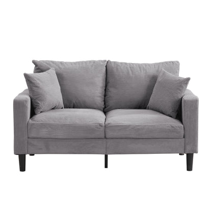 57 " High Resilience Loveseat Sofa, Wooden Frame 2 Seat Sofa, Comfy, Small Space Saving Modern Upholstered Sofa, Living Room Bedroom Apartment Small Space, Light gray image 4
