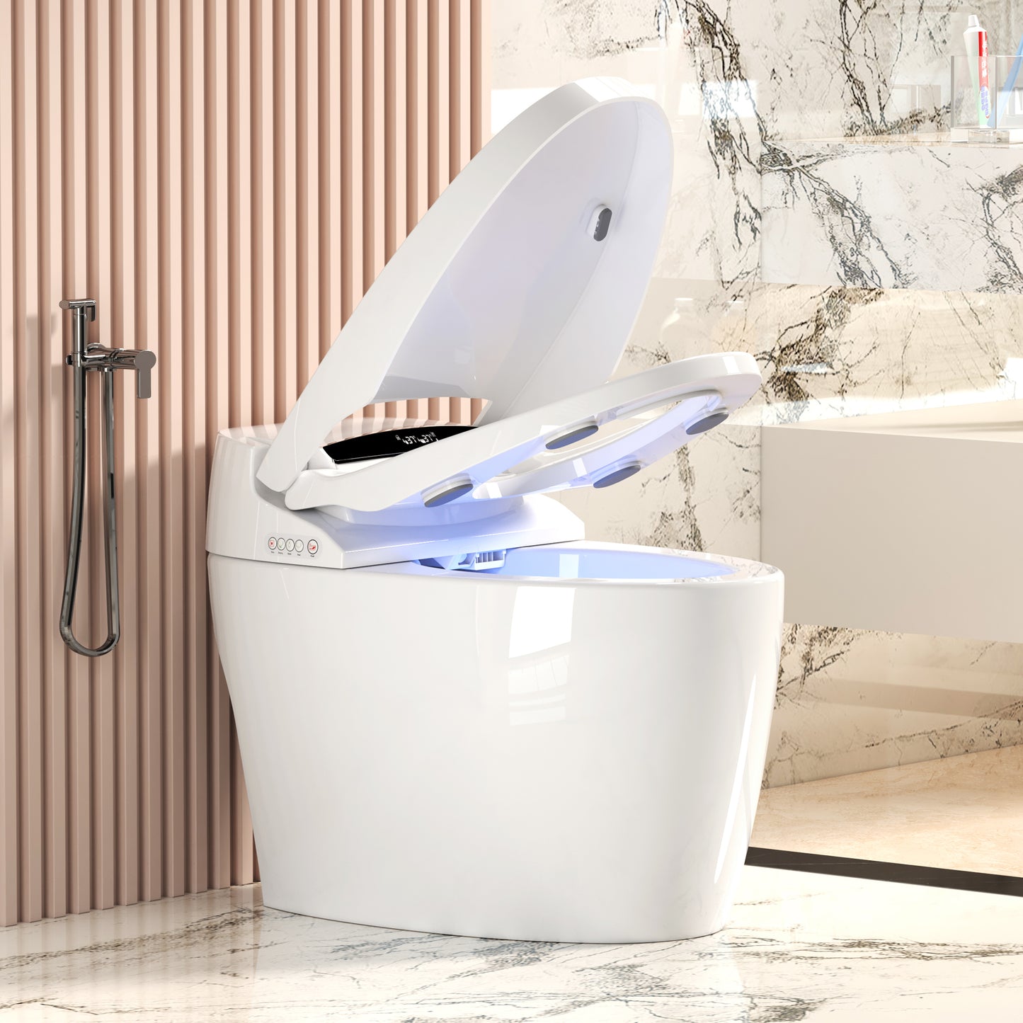 Smart Toilets with Heated Bidet Seat.Portable toilet with bidet built.Intelligent Toilet Auto Open/Close Seat. Bidet toilet with Dryer and Warm Water image 3
