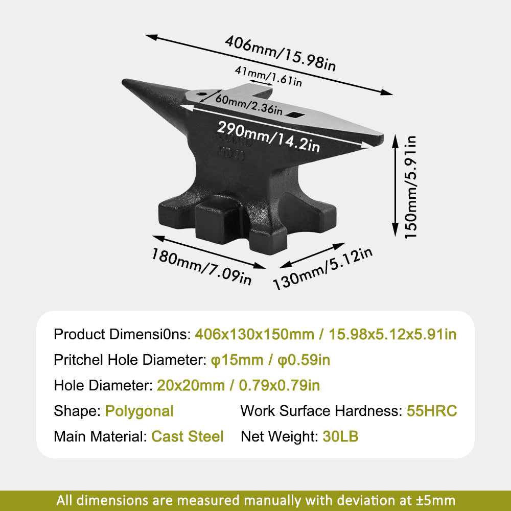 Multi-Angle Anvil, 30lb Cast Steel Anvil, 55HRC, Blacksmith's Forging Tools and Equipment, Sturdy Multi-Angle Anvil for Jeweler's, Metal Blacksmith's Tools image 6