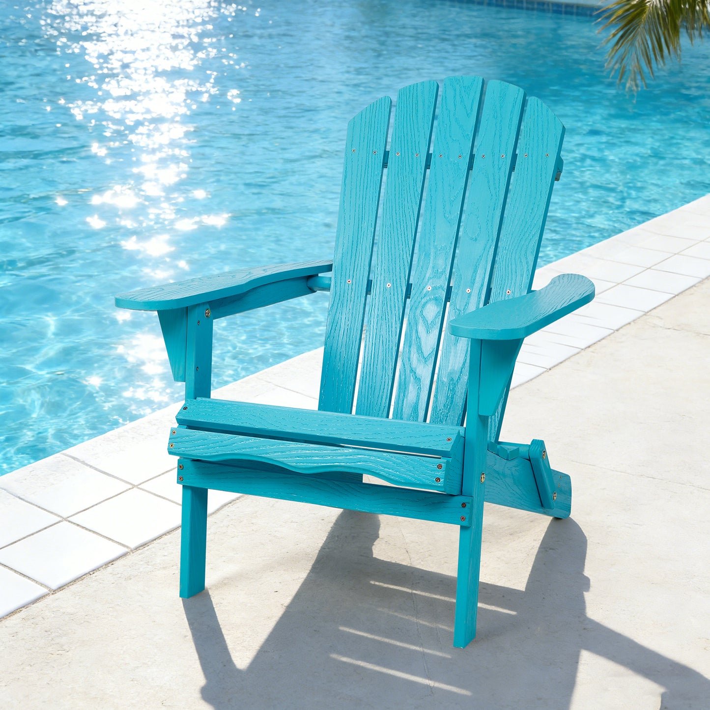 Wood Lounge Patio Chair for Garden Outdoor Wooden Folding Embossed Adirondack Chair Solid Wood Lounge Patio Chair with Wood Grain image 8