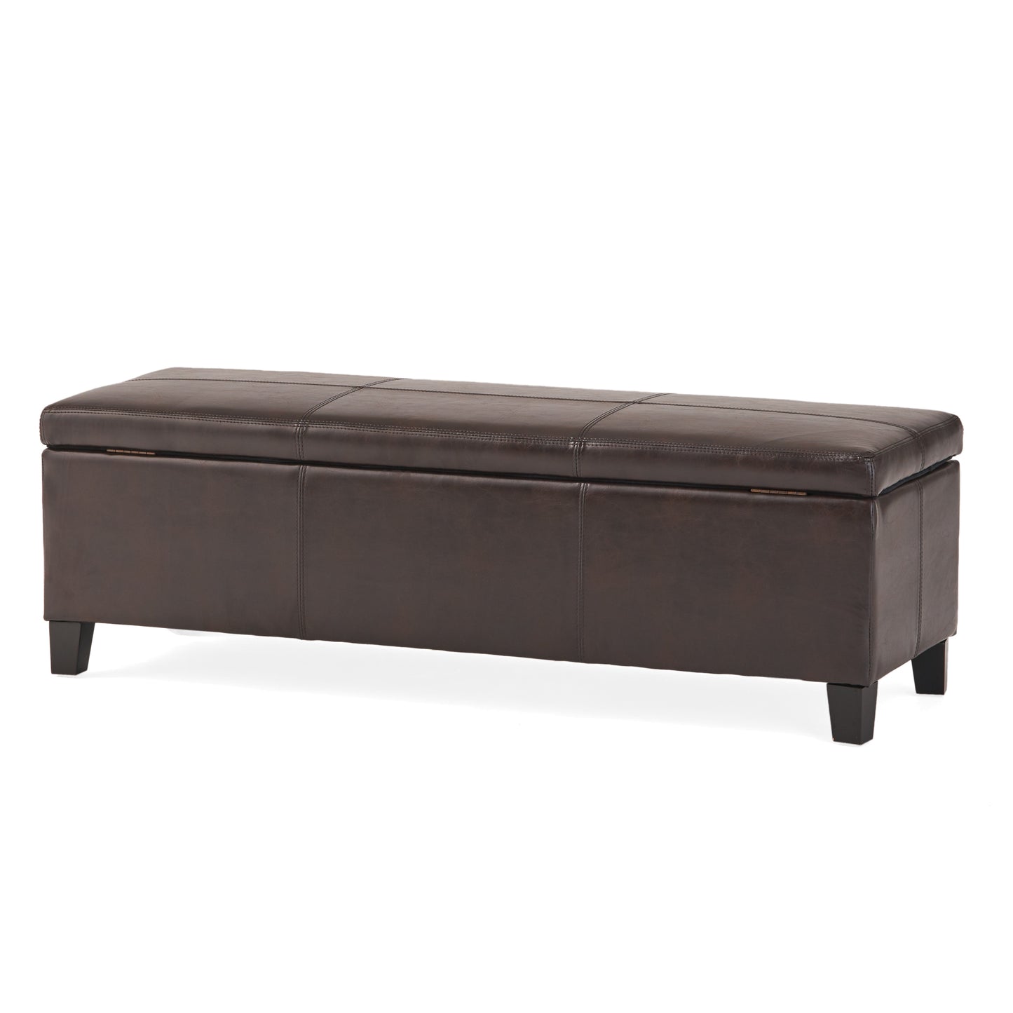 Upholstered PU Leather Storage Ottoman, Solid Wooden Legs (old sku 57742.00BRN) image 12