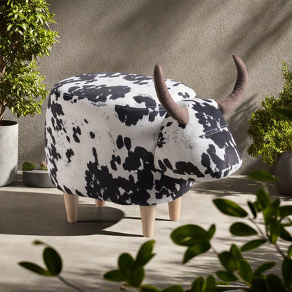 Animal Ottoman/Footstool, Black and White Cow-Shaped Ottoman, Modern Ottoman, Modern Accent Stool Home Decor, Suitable for Living Room, Bedroom, Porch, Garden, Backyard, Balcony image 10