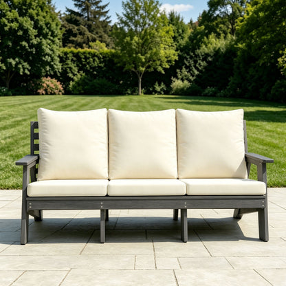 HIPS 3 Seater Sofa with Cushion, Outdoor Garden Sofa, Sofa Set for Porch, Poolside, Terrace, and Yard Grey/Beige image 10