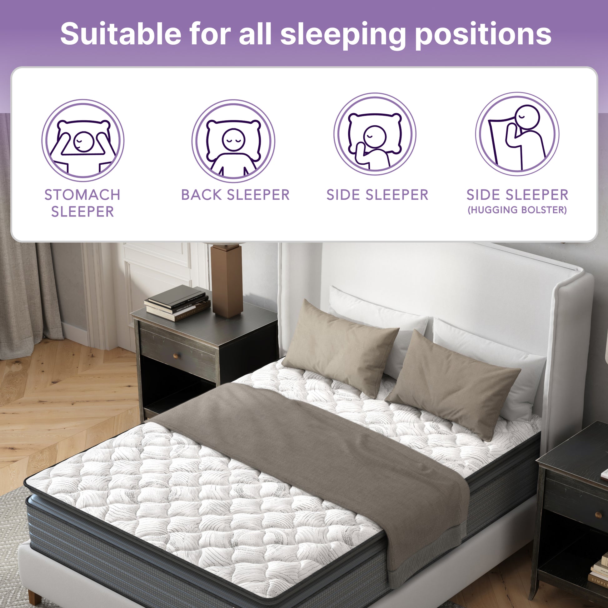 NapQueen Isabella 14 Inch Queen Hybrid Pillow Top Mattress, CertiPUR-US Certified, Made in USA image 2