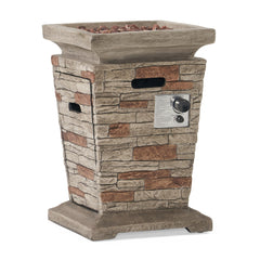 Outdoor 19.50" MGO Fire Column - 40,000 BTU, Natural Stone (Tank Inside)