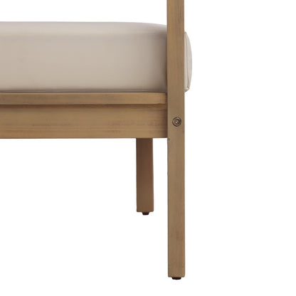 77.95" outdoor acacia wood frame, 26.38" deep seat design with soft cushion, three-seater sofa,slatted wood backrest,suitable for porches,gardens,backyards,and balconie (Light Teak+Beige Cushion) image 12