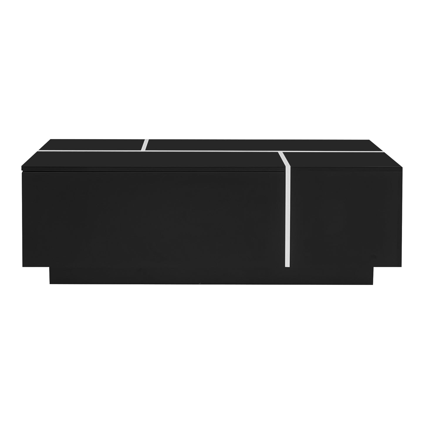 U-Can 47.2''-72.7'' Extendable Coffee Table, Multi-Functional Coffee Table with High-Gloss Finish, Coffee Table with 2 Hidden Storage Space and 2 Drawers for Living Room image 11