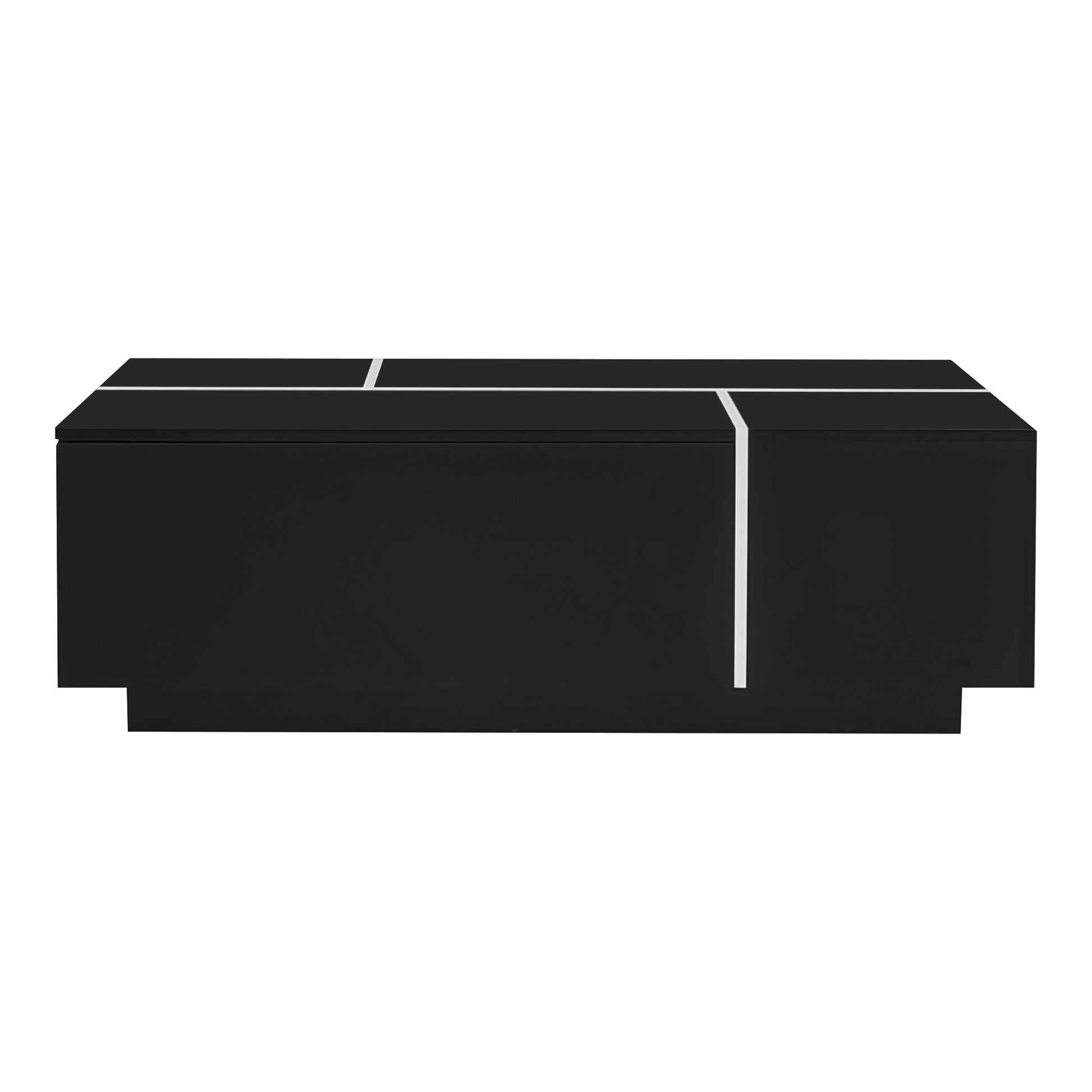 U-Can 47.2''-72.7'' Extendable Coffee Table, Multi-Functional Coffee Table with High-Gloss Finish, Coffee Table with 2 Hidden Storage Space and 2 Drawers for Living Room image 11