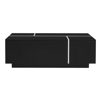 U-Can 47.2''-72.7'' Extendable Coffee Table, Multi-Functional Coffee Table with High-Gloss Finish, Coffee Table with 2 Hidden Storage Space and 2 Drawers for Living Room image 11