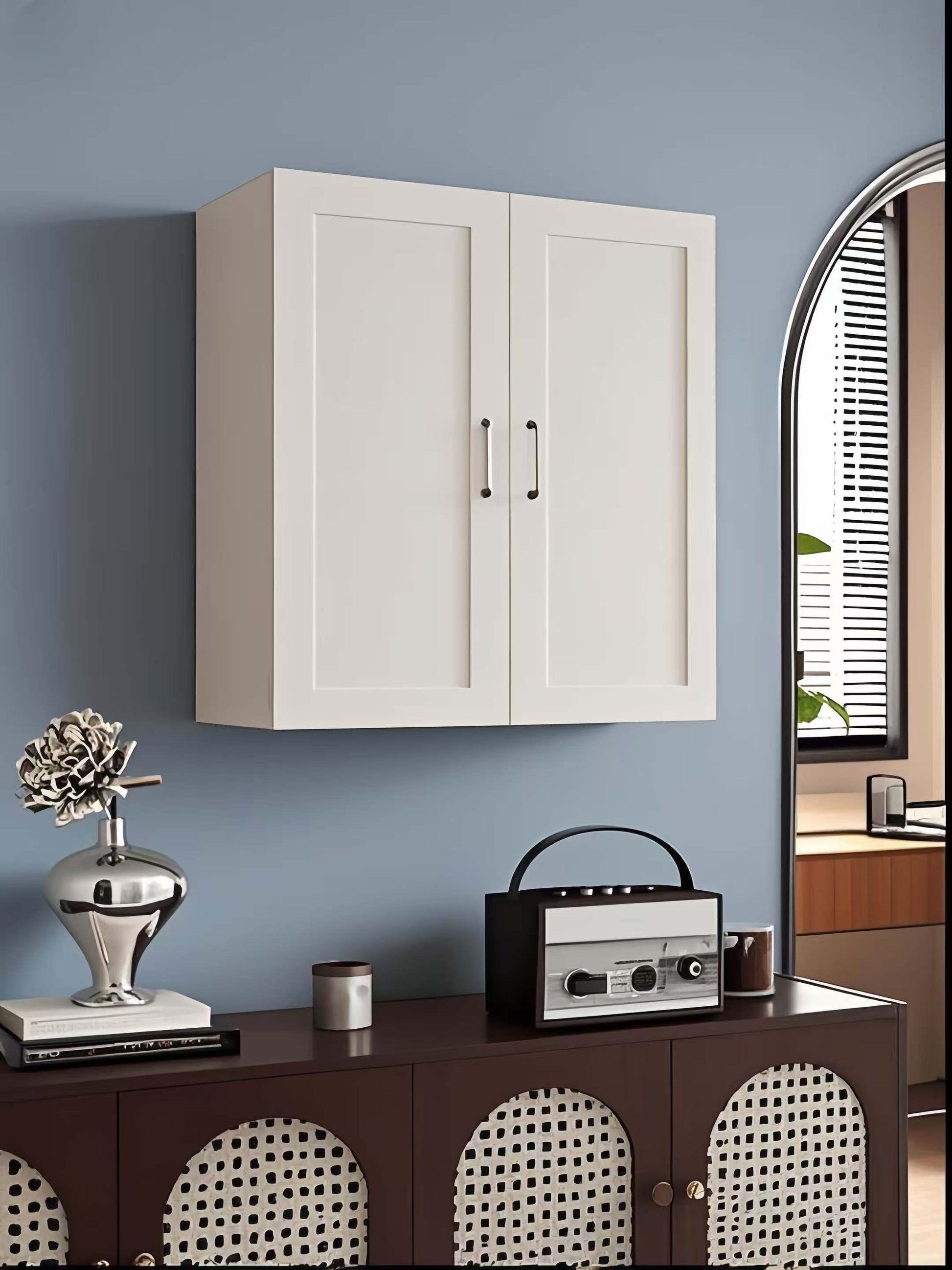 24 Inch White Shaker Double Door Wall Cabinet Solid Wood with 2 adjustable shelves Ready to Assemble for Kitchen,Bathroom,Laundry and Garage Storage(24"W×12"D×30"H) image 7