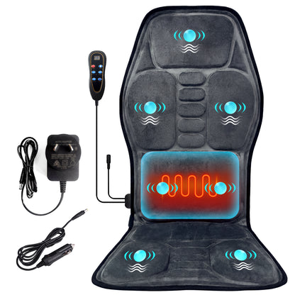 Back Massager with Heat - Massage Seat Cushion with 7 Motors, 3-Level Heat, 9 Modes & 9 Intensities,Massage Chair Pad for Home Office Car Use image 1