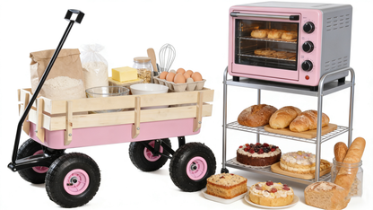 Outdoor Wagon All Terrain Pulling w/Wood Railing Air Tires Garden Cart image 4