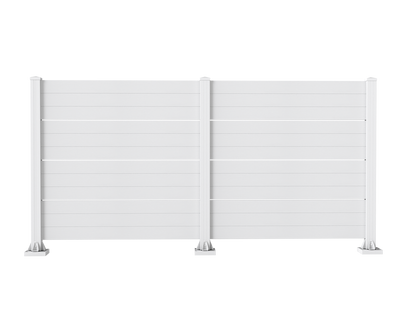 50" W x 49" H Outdoor Privacy Screen, Air Conditioner Fence, All-Weather Vinyl Privacy Fence Screens with Aluminum Posts, 2 Panels, White image 1
