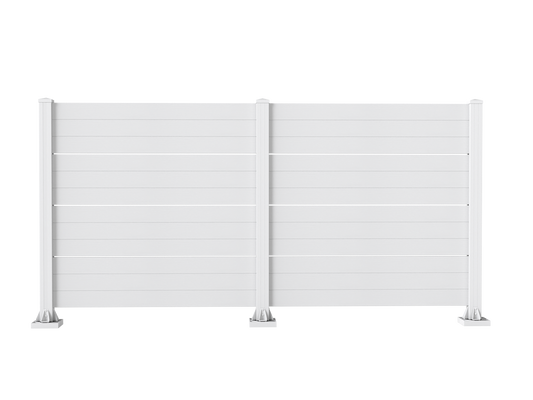 50" W x 49" H Outdoor Privacy Screen, Air Conditioner Fence, All-Weather Vinyl Privacy Fence Screens with Aluminum Posts, 2 Panels, White image 1