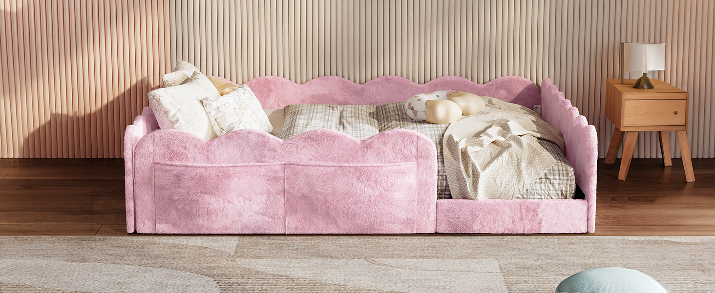 Full Size Upholstered Floor Bed, Pink image 11