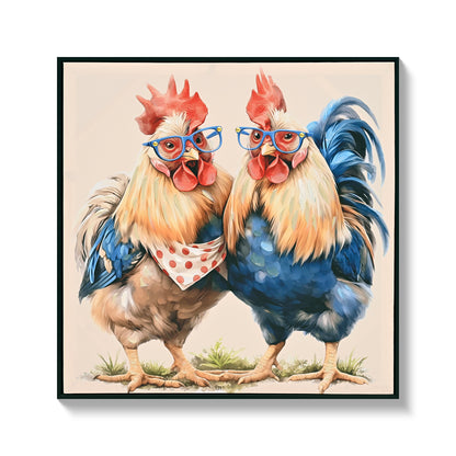 Farmhouse Rooster Wall Art, Rustic Chicken Pictures Wall Decor, Country Farm Coop Canvas Prints Painting, Framed Artwork for Kitchen Living Room Dining Room Bathroom Bedroom 24"x24" image 1