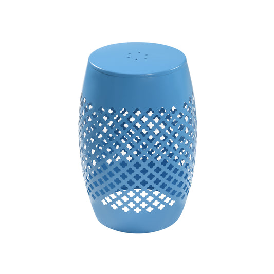 Round Lace-Cut Side Table, Powder-Coated Iron Accent Table, Modern Compact End Table Waterproof Rustproof, Low Maintenance Outdoor Patio Table for Living Room Garden Yard Decor, 3 Colors Available image 1