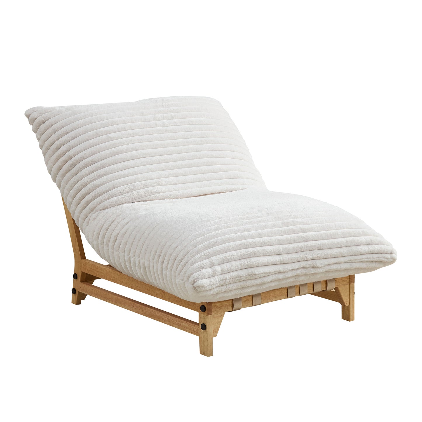 Accent Armless Lazy Sofa, Casual Single Sofa, Corduroy Fabric, For Living Room And Bedroom, With Backrest, Single Seat, OFF-WHITE image 1