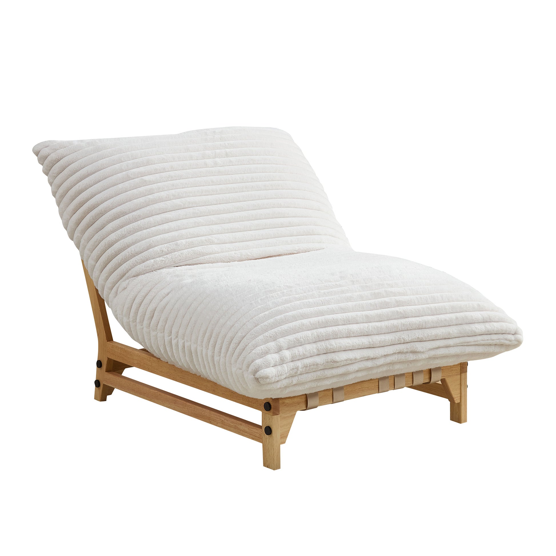 Accent Armless Lazy Sofa, Casual Single Sofa, Corduroy Fabric, For Living Room And Bedroom, With Backrest, Single Seat, OFF-WHITE image 1