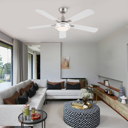 52 in. Indoor Brushed Nickel Ceiling Fan with Intergrated LED Light Kit with Remote Control, 5 Plywood Blades and Work with Smart APP image 2