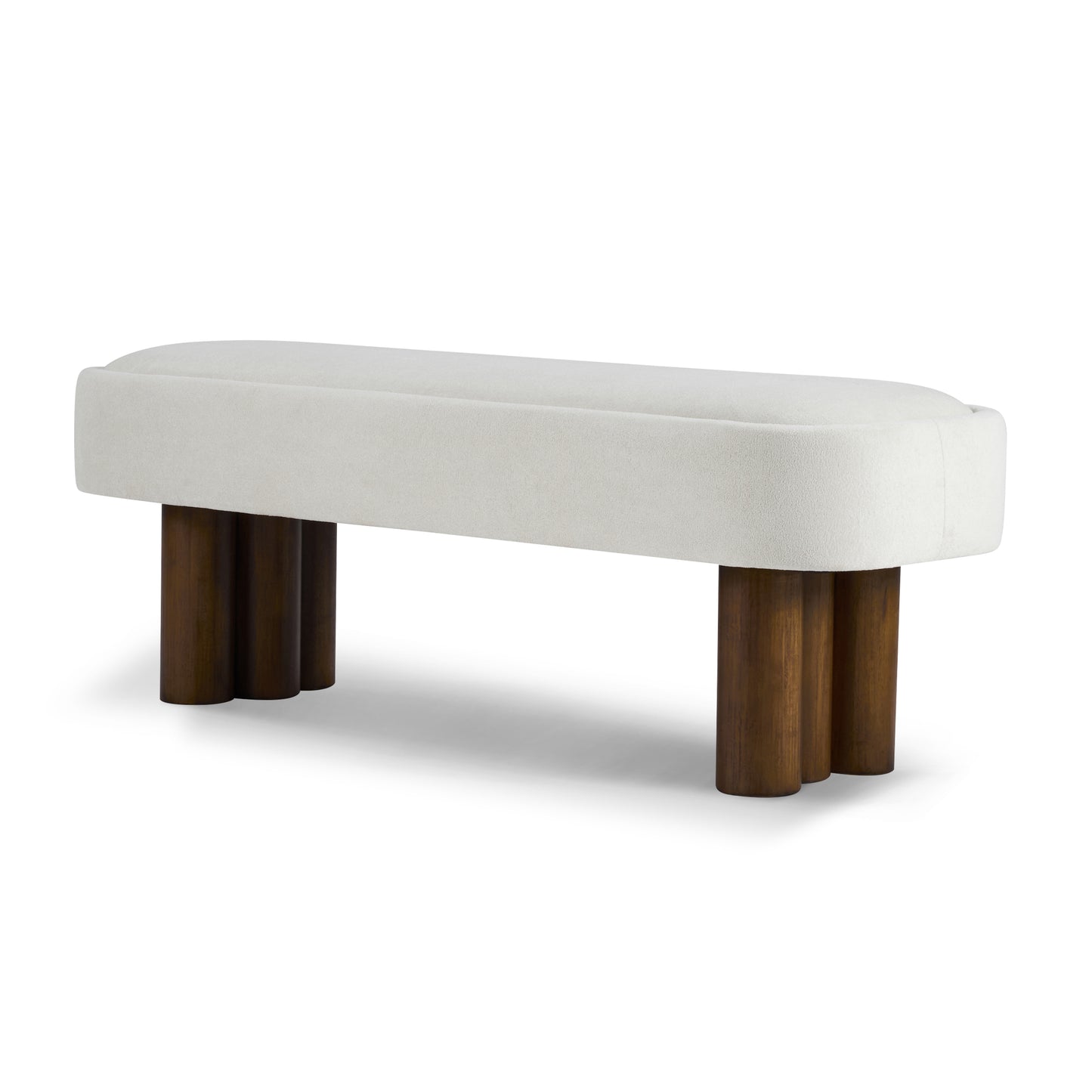 Indoor Beige Fabric Dining Bench with Walnut Color Legs, 51.57'L Upholstered Seating for Kitchen, Dining Room and Living Space,250lbs Capacity image 8