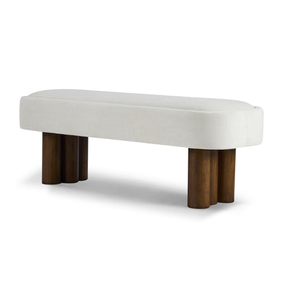 Indoor Beige Fabric Dining Bench with Walnut Color Legs, 51.57'L Upholstered Seating for Kitchen, Dining Room and Living Space,250lbs Capacity image 8
