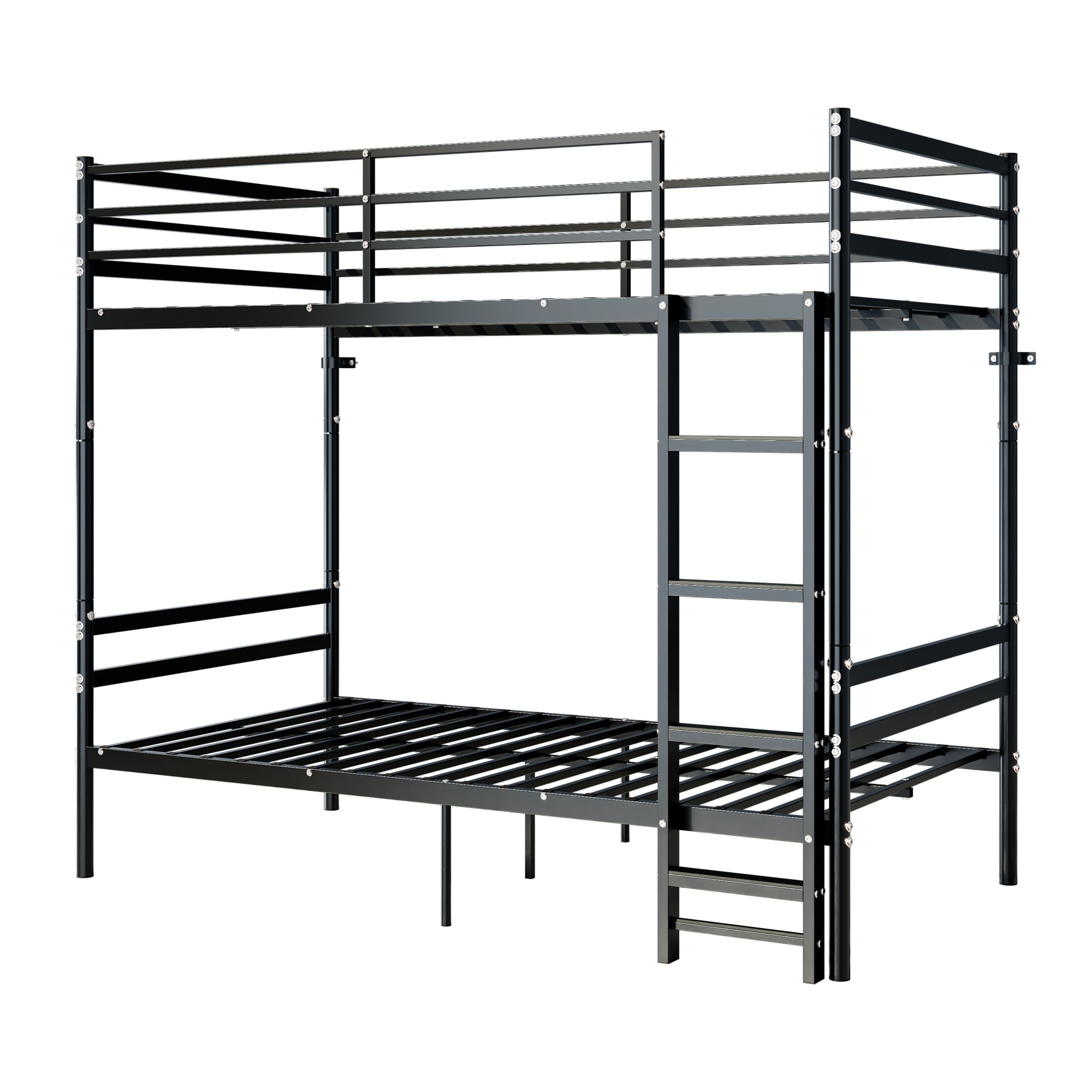 Bunk Bed Twin Over Twin for Kids/Teens/Adults Duty 2 Decker Bed with Flat Ladder, Metal Space Saver Bed with Stairs, Black image 12