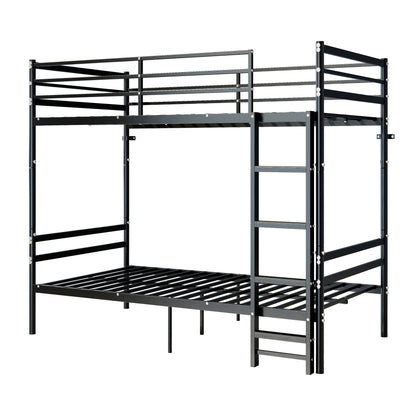 Bunk Bed Twin Over Twin for Kids/Teens/Adults Duty 2 Decker Bed with Flat Ladder, Metal Space Saver Bed with Stairs, Black image 12