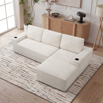 104 Inch Cloud Sectional Couch,Modern Modular Sectional Sofa with Deep Seat,Corduroy Boneless Couches with L-Shape Chaise for Living Room Bedroom,No Assembly Required image 1