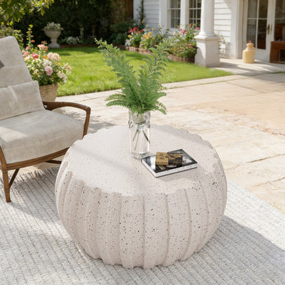 35.43" Modern Waterproof Coffee Table, Durable MgO Cement Design,Indoor & outdoor compatible(White) image 12