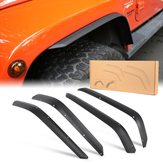 Front & Rear Fender Flares Compatible with 2007-2017 Jeep Wrangler JK JKU, Off-Road Wheel Flares Liner 4 PCS image 1